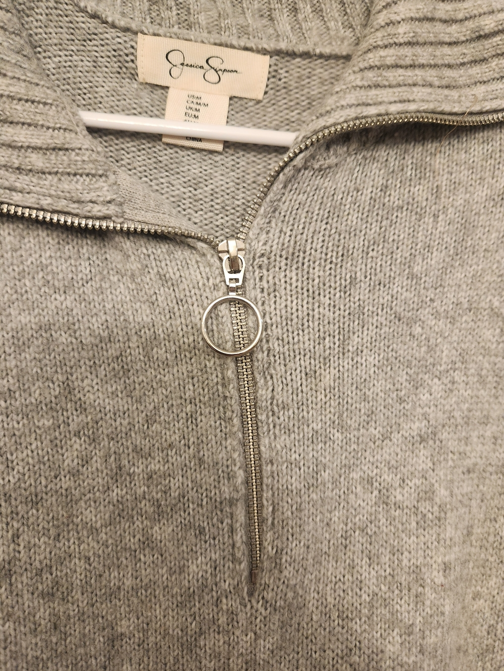 Jessica Simpson Gray Zip-Neck Sweater - Picture 2 of 3